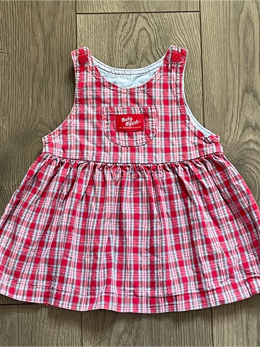 Vintage Baby B’gosh Oshkosh USA Red Plaid 24m Jumper Dress